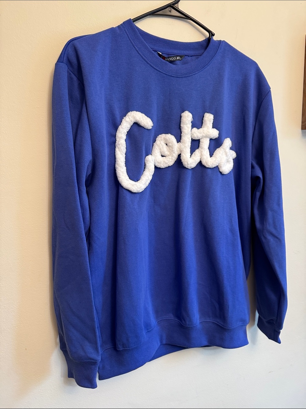 Colts fuzzy writing on Crewneck Sweatshirt